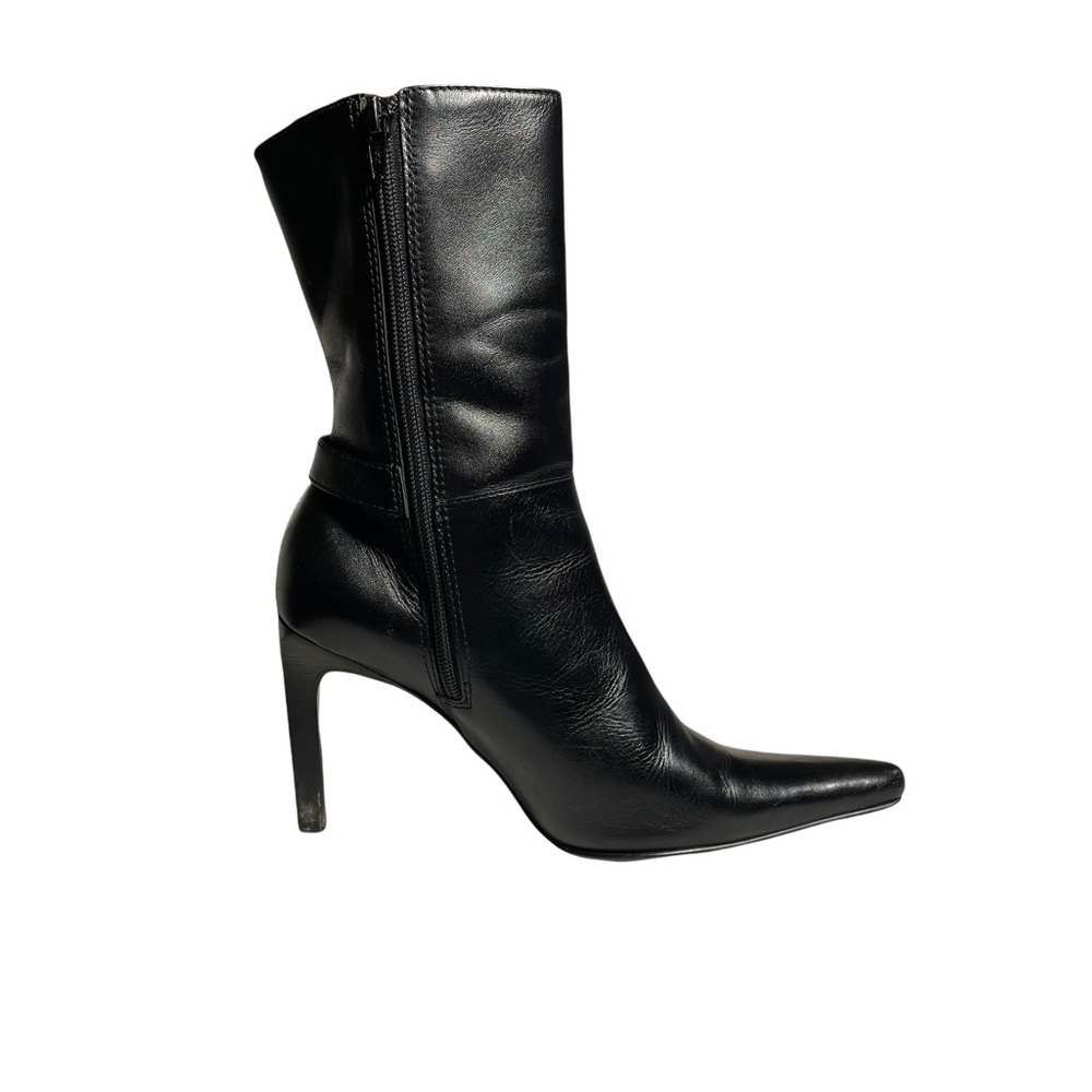 Steve Madden black leather stiletto heeled zip up boots size 7.5 - Picture 7 of 11